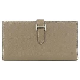 Hermès Cartera Hermes Bearn Soufflé Gris pardo