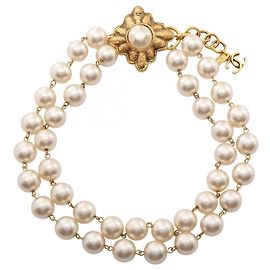 Chanel Coco Mark Necklace White Golden
