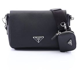 Bolso de hombro Prada con logotipo triangular Negro