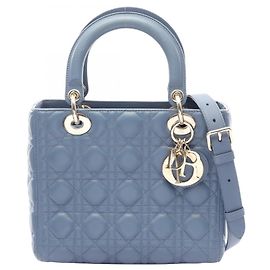 Sac à main Christian Dior Lady Medium Cannage Bleu