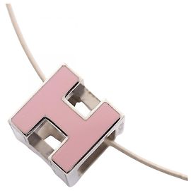Hermès Hermes Cage d'H H-Cube Halskette Silber Pink
