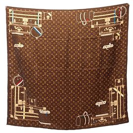 Écharpe Louis Vuitton Carre Monogram Trunks Marron Marron Multicolore