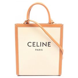Céline Celine Small Vertical Cabas Bolsa Tote 2-Way Marrom Cru