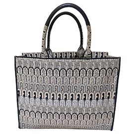 Sac Tote Furla en Toile Monogramme Noir Beige
