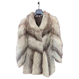 Autre Marque NOREX Brown and Grey Fox Fur Coat Brown White Grey