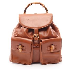 Gucci Bamboo Leather Backpack Brown