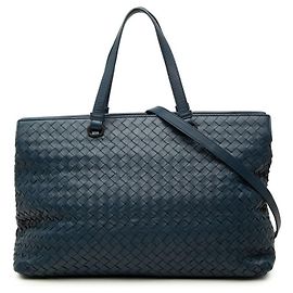 Bottega Veneta Navy Leather Tote Bag Navy blue