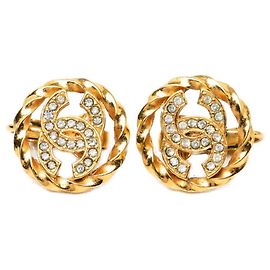 Chanel Coco Mark Round Earrings Golden
