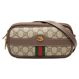 Borsa a tracolla Gucci GG Supreme Ophidia Marrone Beige