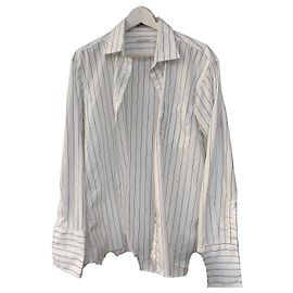 Camicia Christian Dior in cotone a righe blu Bianco Blu