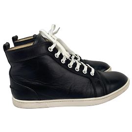 Christian Louboutin High-Top Sneaker aus schwarzem Leder Schwarz