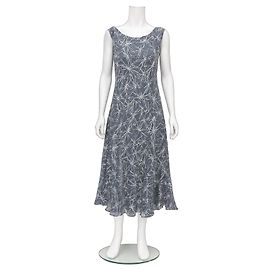 Vestido midi em seda estampada Diane von Furstenberg Branco Cinza