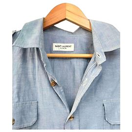 Saint Laurent Blaues Baumwollhemd Blau