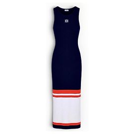 Loewe langes Strickkleid Marineblau Weiß Blau Orange