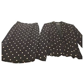 Conjunto de Tailleur Cacharel de Bolinhas Casaco e Saia Preto Branco