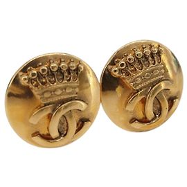 CHANEL COCO Mark Boucles d'oreilles Métal Doré CC Autre