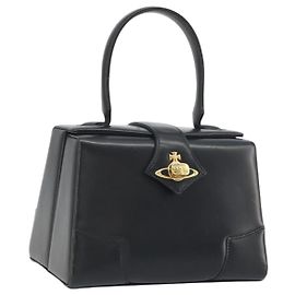 Vivienne Westwood Sac à main en cuir noir et or Autre