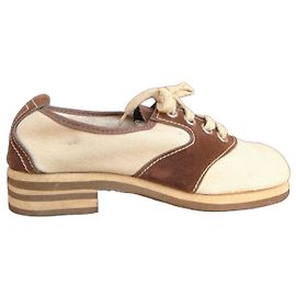 Autre Marque Scarpe Saddle Oxford anni 70 Marrone Crema