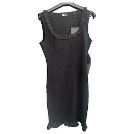 The Kooples Robe Courte Noire Smockée avec Volants Noir