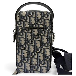 Christian Dior Dior Homme Canvas Leather Oblique Rider Micro Pouch Shoulder Bag Beige