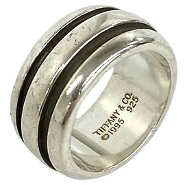 Tiffany & Co Tiffany Vintage Grooved Double Line Ring Silvery
