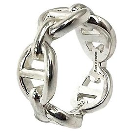 Hermès Hermes Enchainée PM Band Ring in Sterling Silver Silvery