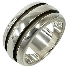 Tiffany & Co Tiffany Vintage Grooved Double Line Ring Silvery