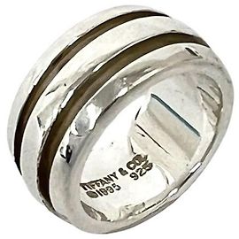 Tiffany & Co Tiffany Vintage Grooved Double Band Ring Silvery