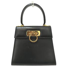 Sac à main en cuir Gancini Salvatore Ferragamo Noir
