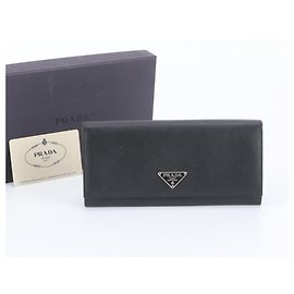 Prada Saffiano Leather Long Wallet Black