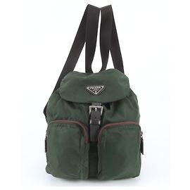 Mochila Prada de nailon Tessuto con logotipo triangular Verde Caqui
