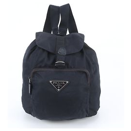 Mochila Prada em nylon Tessuto com logótipo triangular em couro Preto Azul marinho