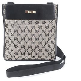 Gucci GG Canvas Leather Shoulder Bag Black