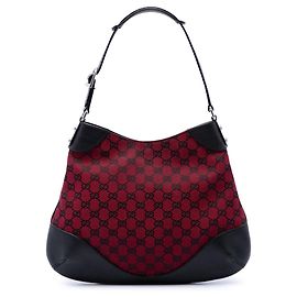 Borsa Hobo Gucci in canvas GG rosso Rosso Bordò