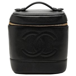 Borsa Vanity Chanel Black CC Caviar Nero