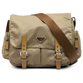 Bolsa Messenger Prada Beige Tessuto com fivela dupla Bege