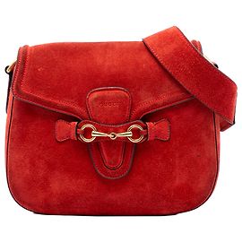 Gucci Red Medium Suede Lady Web Crossbody Rot