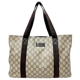 Gucci GG Supreme Leather Tote Bag Beige