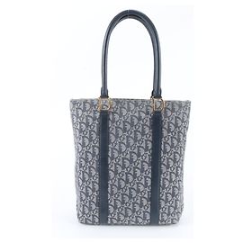 Christian Dior Trotter Leather Tote Bag Navy blue