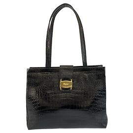 Saco Tote/Ombro em couro preto Salvatore Ferragamo Preto