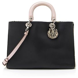 Dior Calfskin Snakeskin Diorissimo Large Tote Black