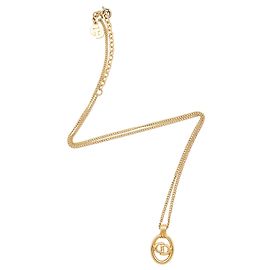 Collier Dior Vintage CD Oval Doré Métallisé