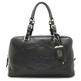Prada Vitello Dyno Mini Boston Bag Black