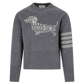 Thom Browne Merino Wool Holiday Hector Strickpullover Braun