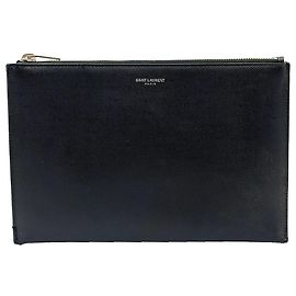 Saint Laurent Classic Small Leather Clutch Black Black