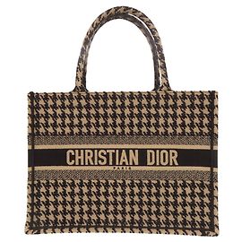 Saco Tote Christian Dior Medium Houndstooth Preto Bege