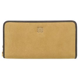 Loewe Anagram Suede Long Wallet Brown Beige