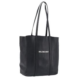Saco Tote BALENCIAGA Every Day em couro preto e prata 551810 Auth hk4005 Preto Prata