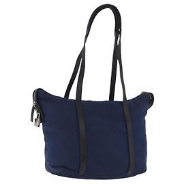 Saco Tote PRADA Nylon Navy Silver Auth bs34796 Prata Azul marinho