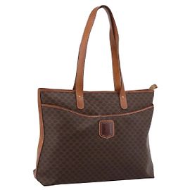 Céline Saco Tote CELINE Macadam PVC Couro Castanho Auth 202166 Marrom